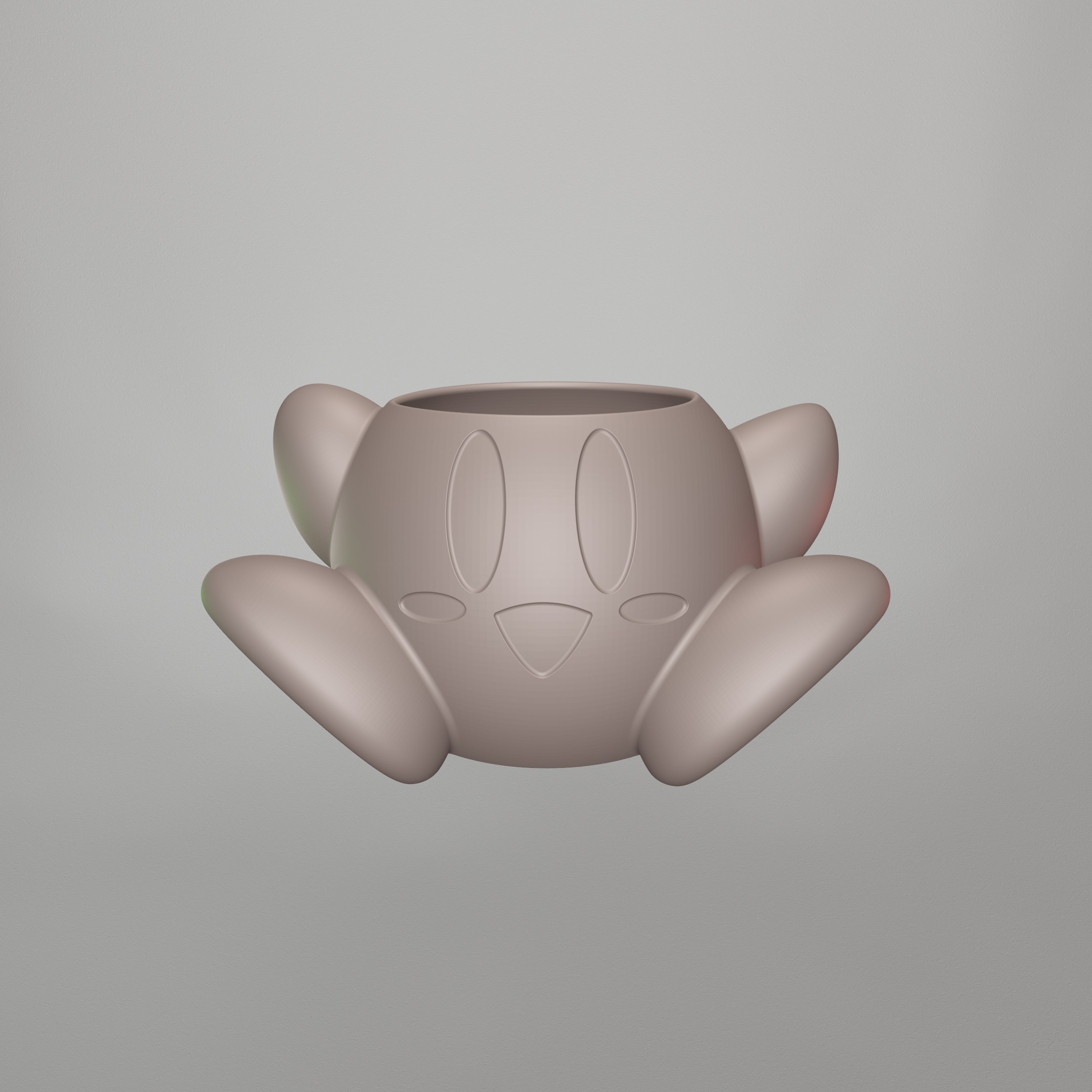 Cute Kirby Planter STL File - 099 3D print model_16