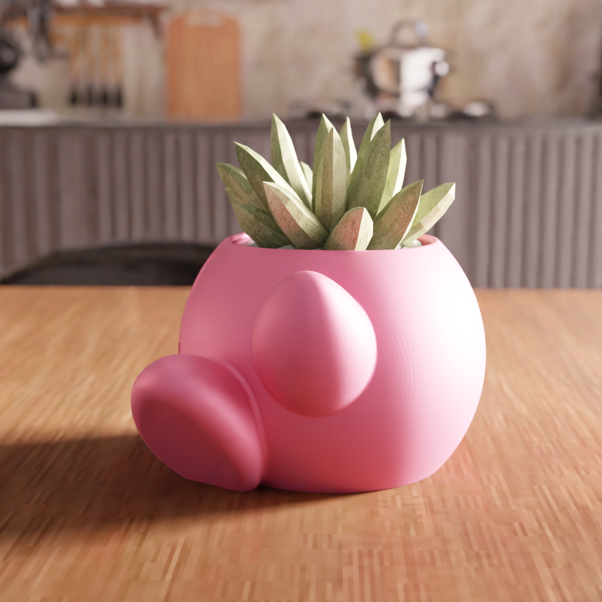 Cute Kirby Planter STL File - 099 3D print model_5