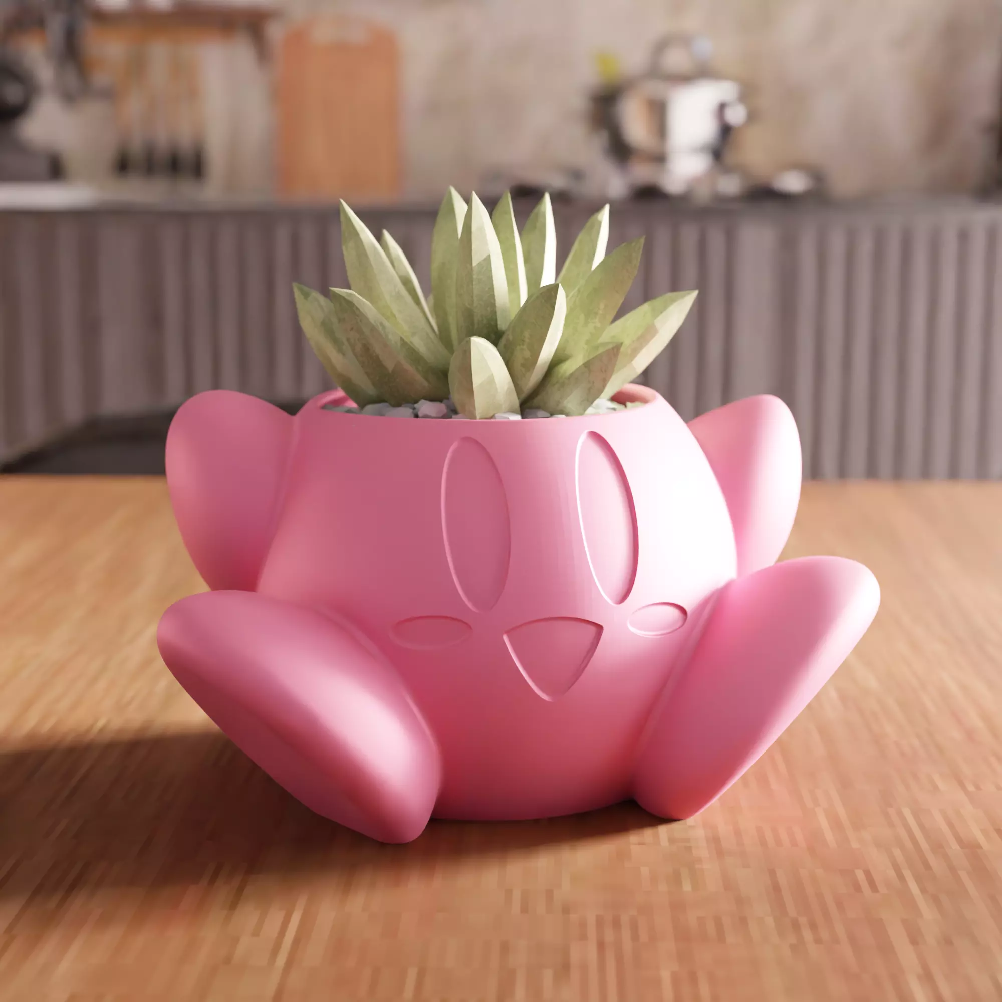 Cute Kirby Planter STL File - 099 3D print model_0