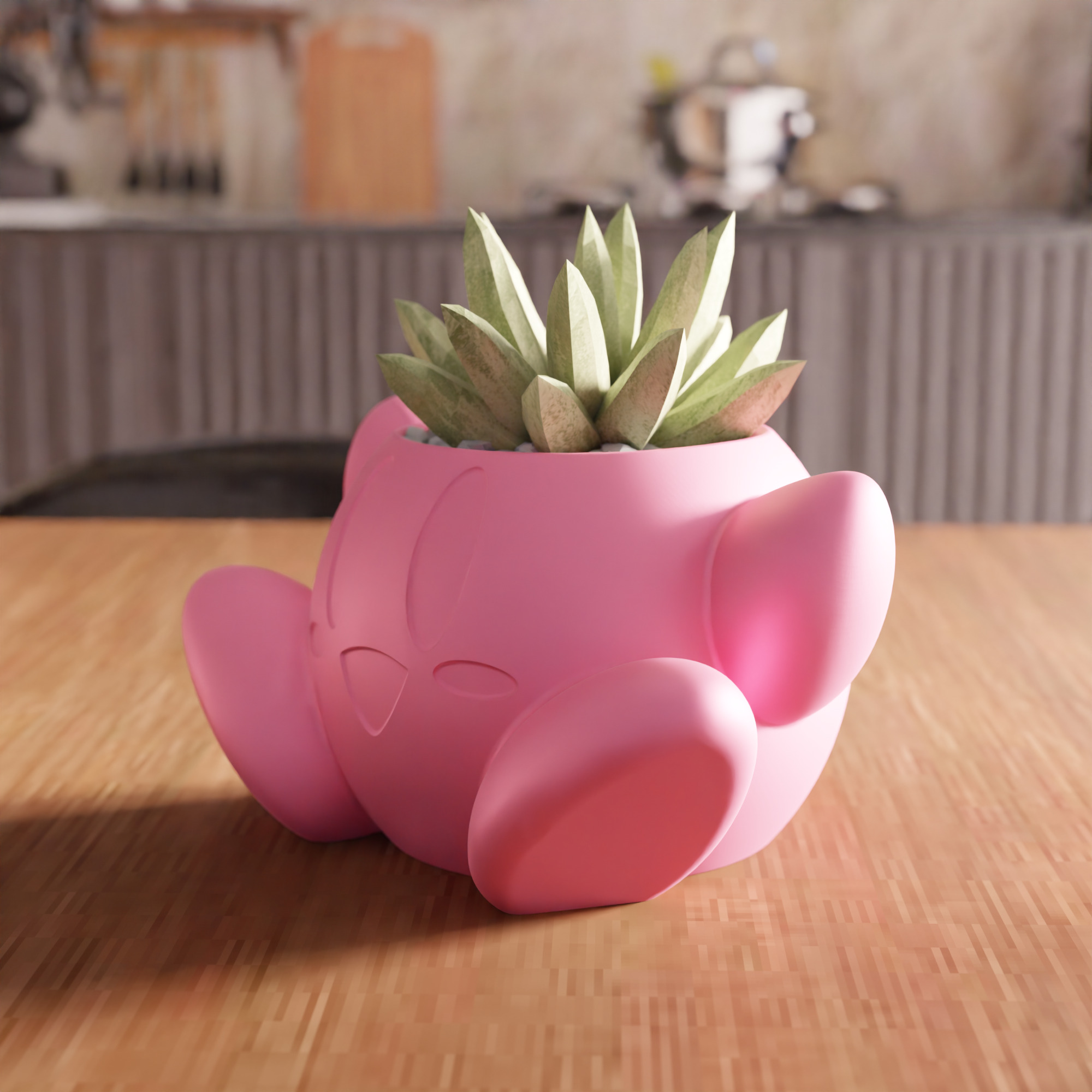 Cute Kirby Planter STL File - 099 3D print model_3