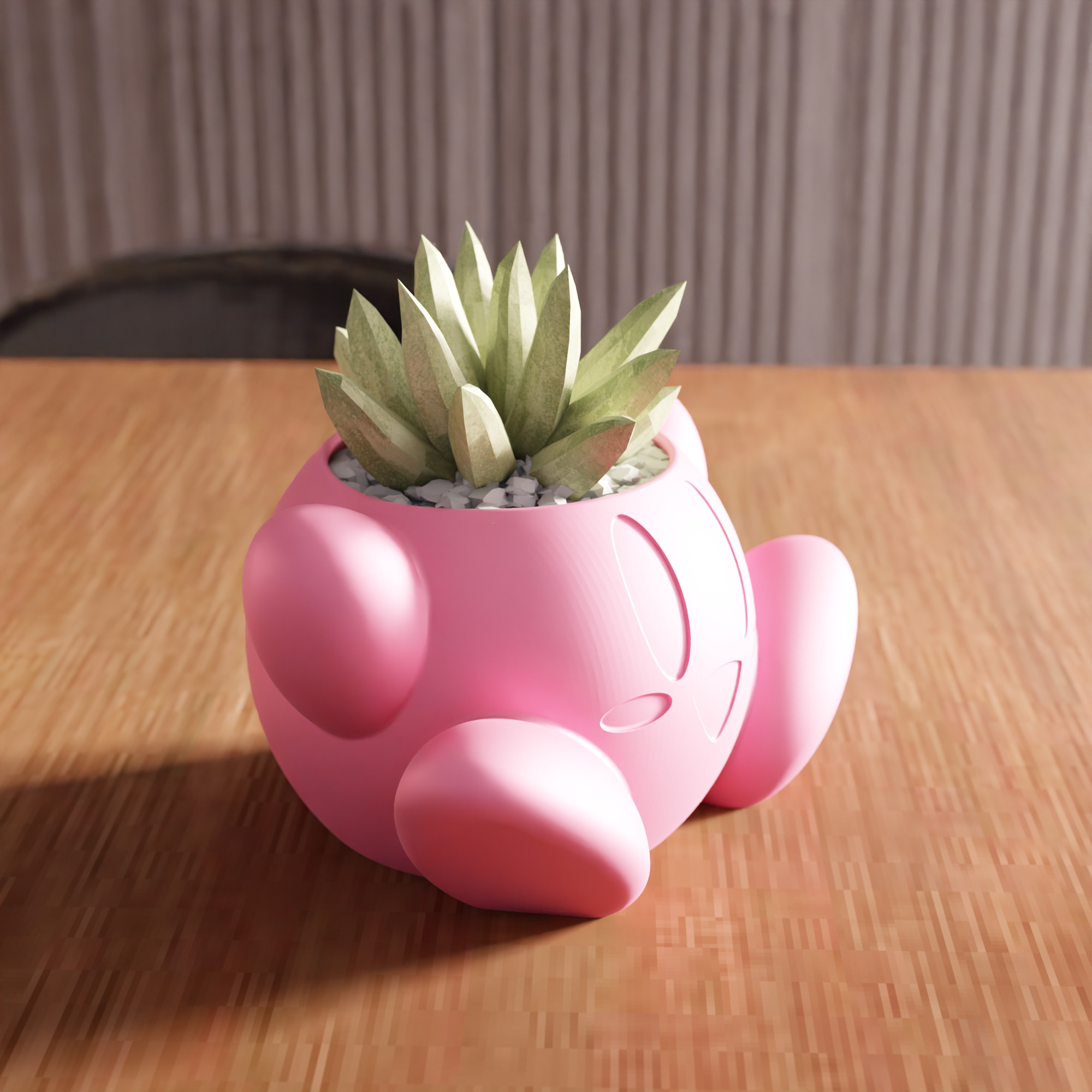 Cute Kirby Planter STL File - 099 3D print model_4