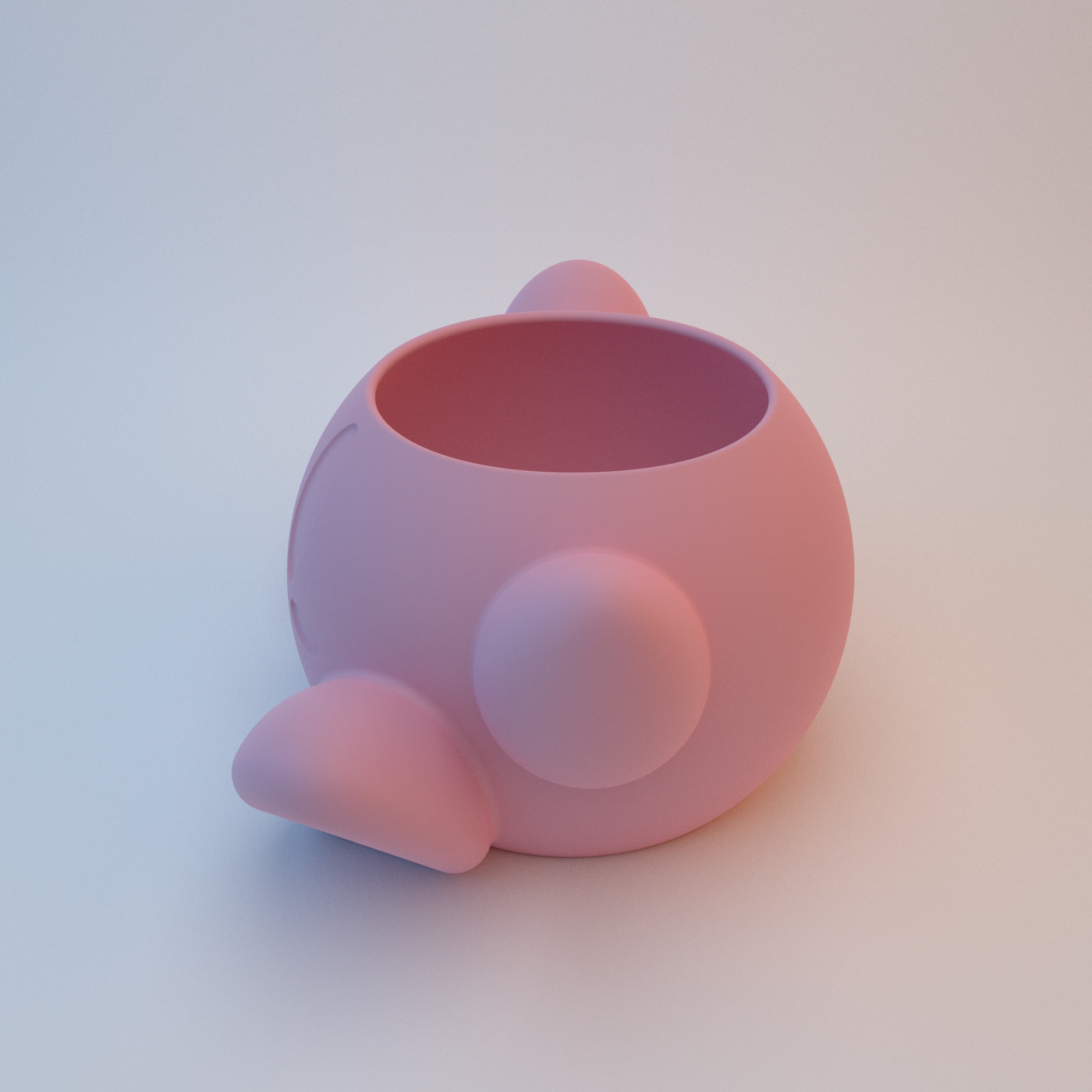 Cute Kirby Planter STL File - 099 3D print model_10