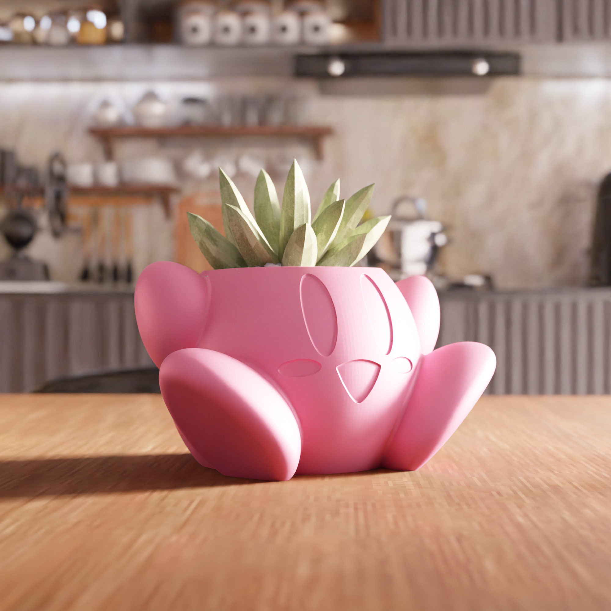 Cute Kirby Planter STL File - 099 3D print model_2