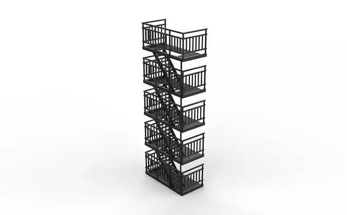 Fire Escape Stairs 3D model