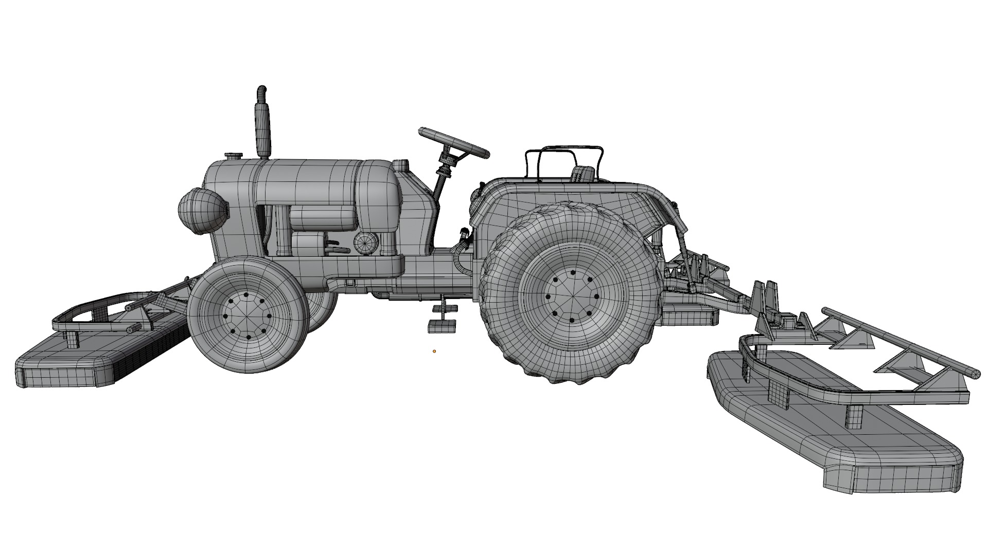 Tractor With Grass Mower Low-poly 3D model_10