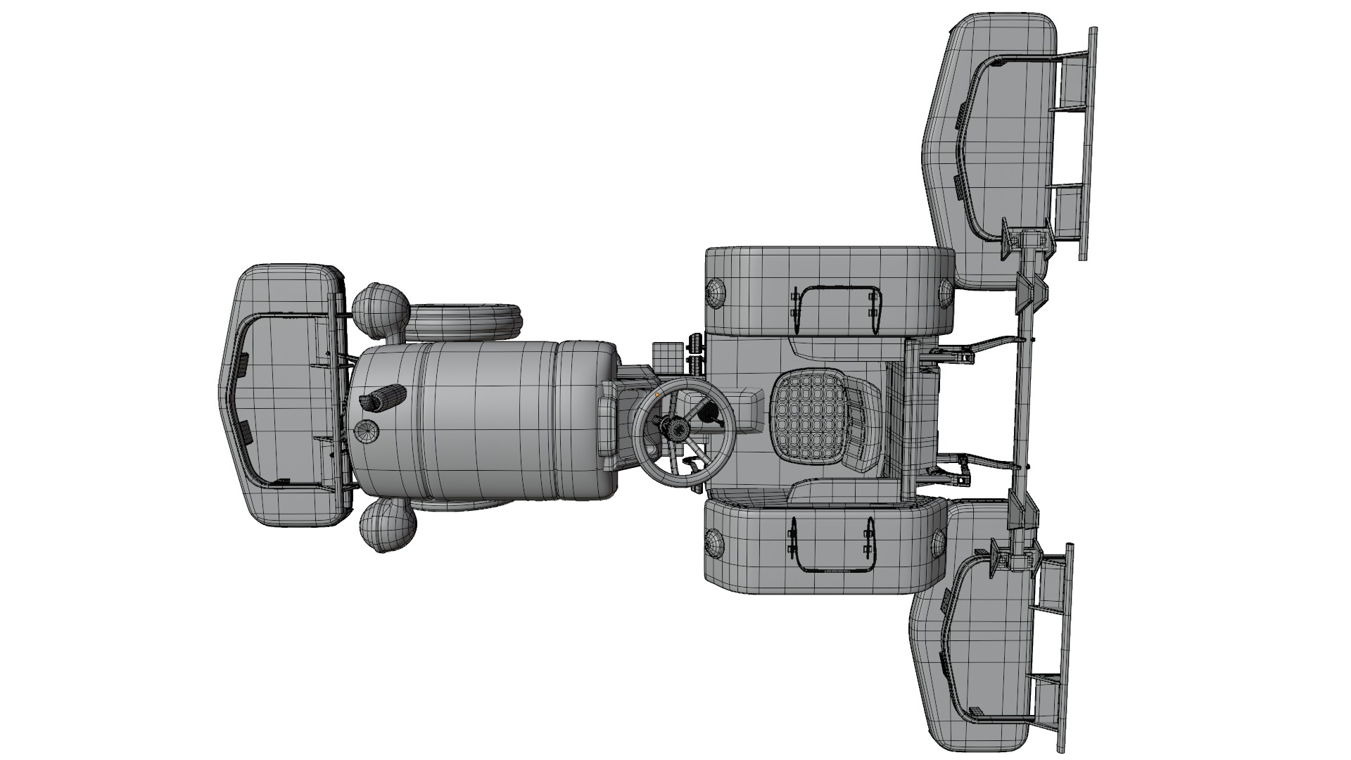 Tractor With Grass Mower Low-poly 3D model_17