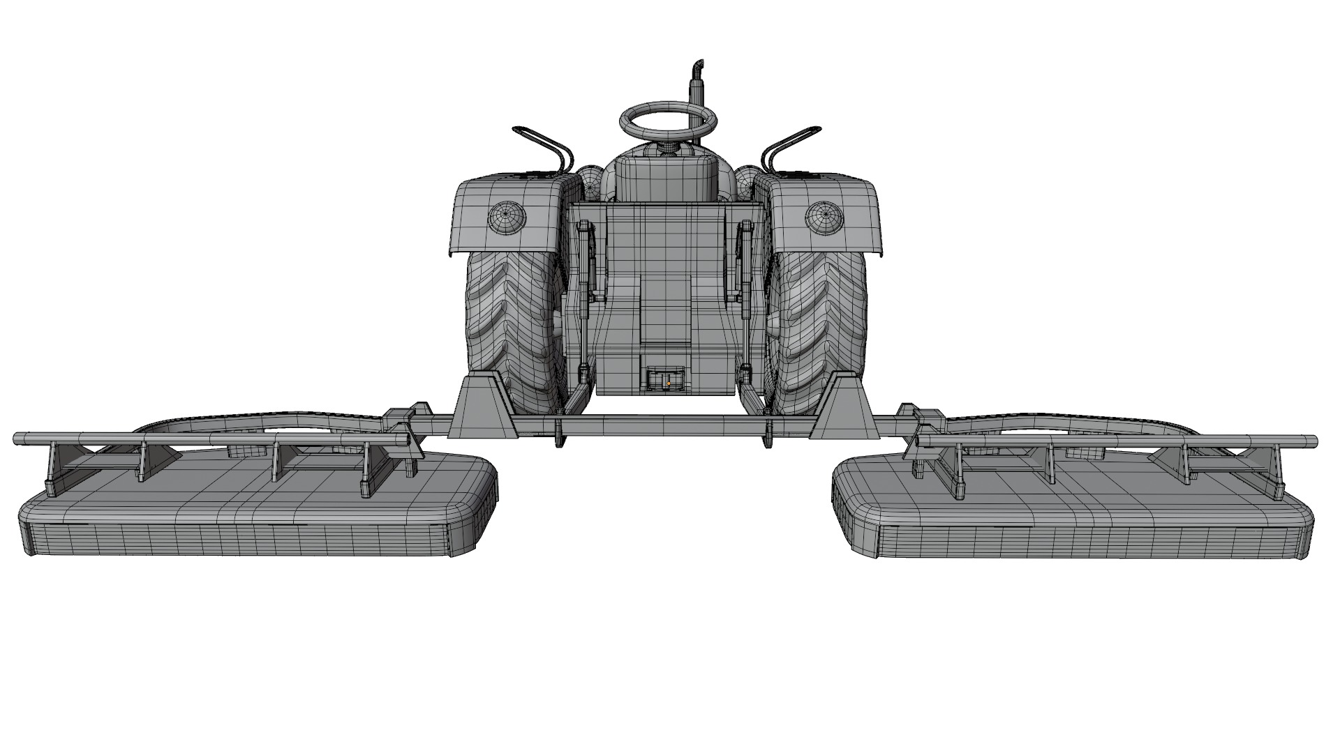 Tractor With Grass Mower Low-poly 3D model_12