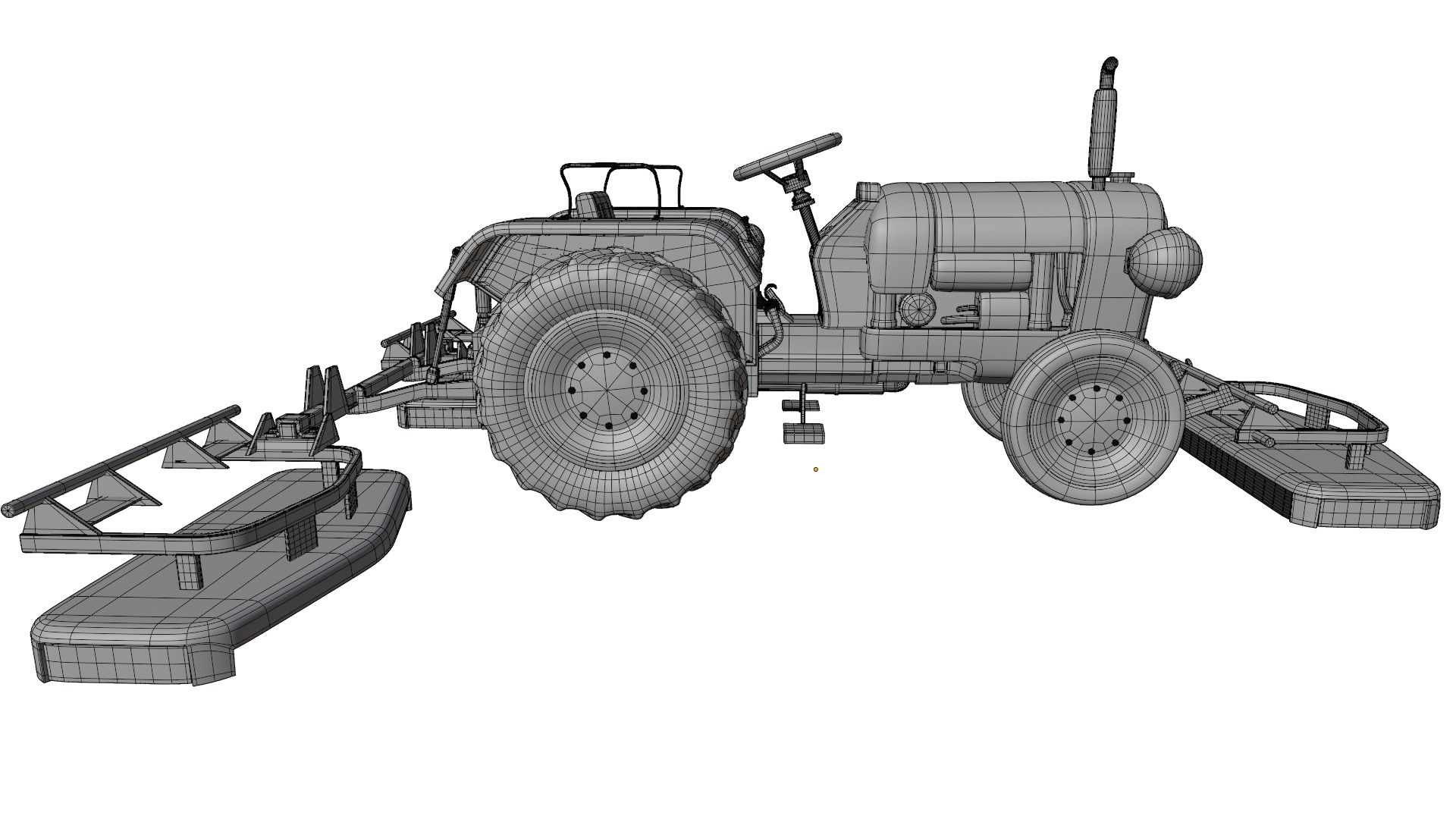 Tractor With Grass Mower Low-poly 3D model_14
