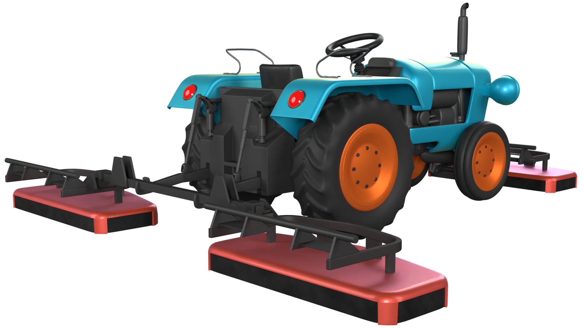 Tractor With Grass Mower Low-poly 3D model_4