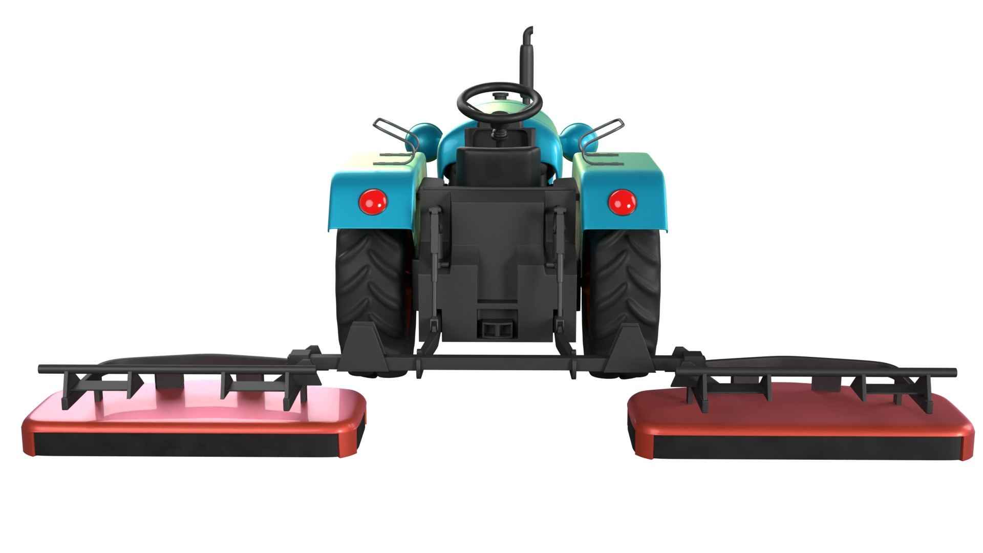 Tractor With Grass Mower Low-poly 3D model_3