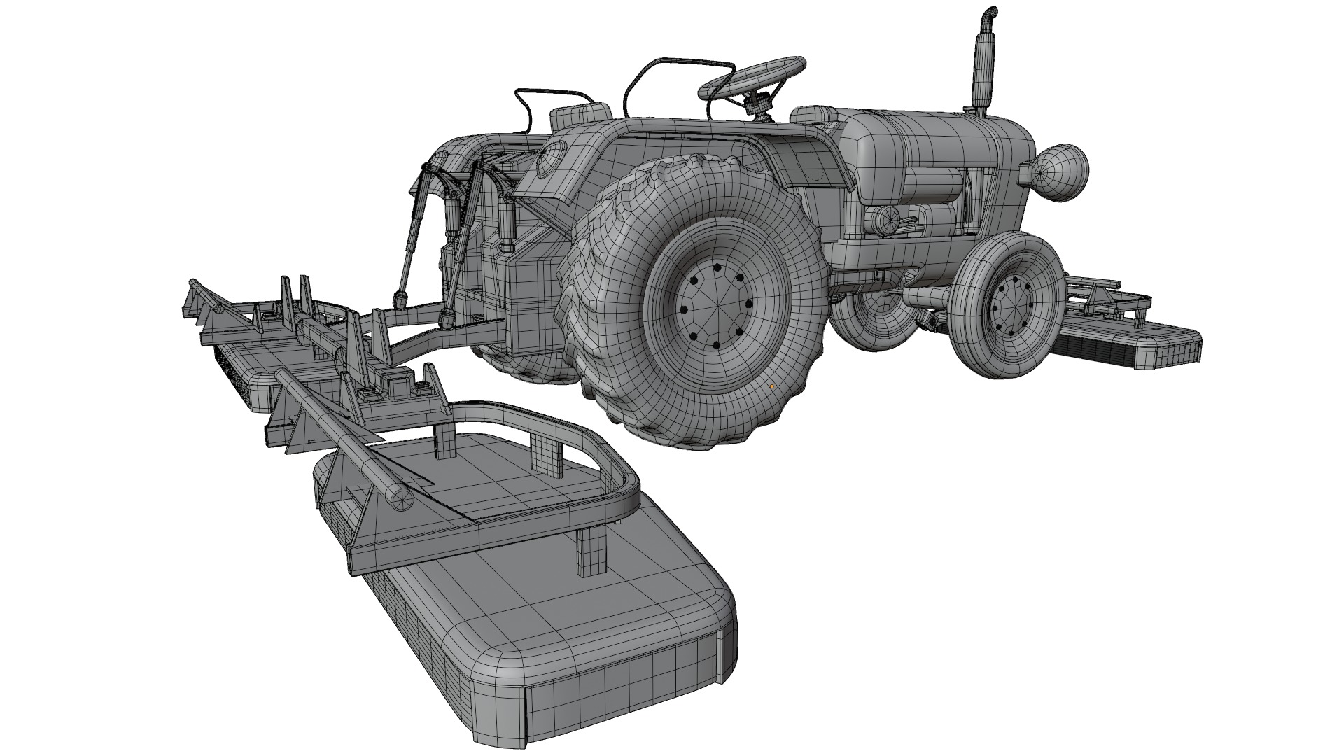 Tractor With Grass Mower Low-poly 3D model_13