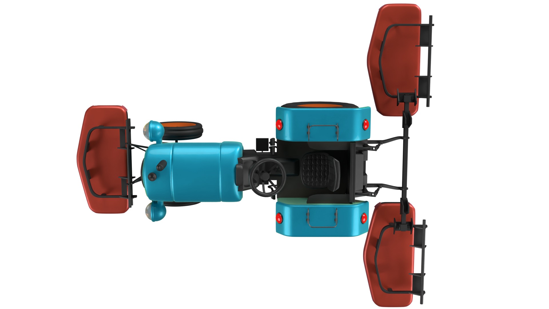 Tractor With Grass Mower Low-poly 3D model_8