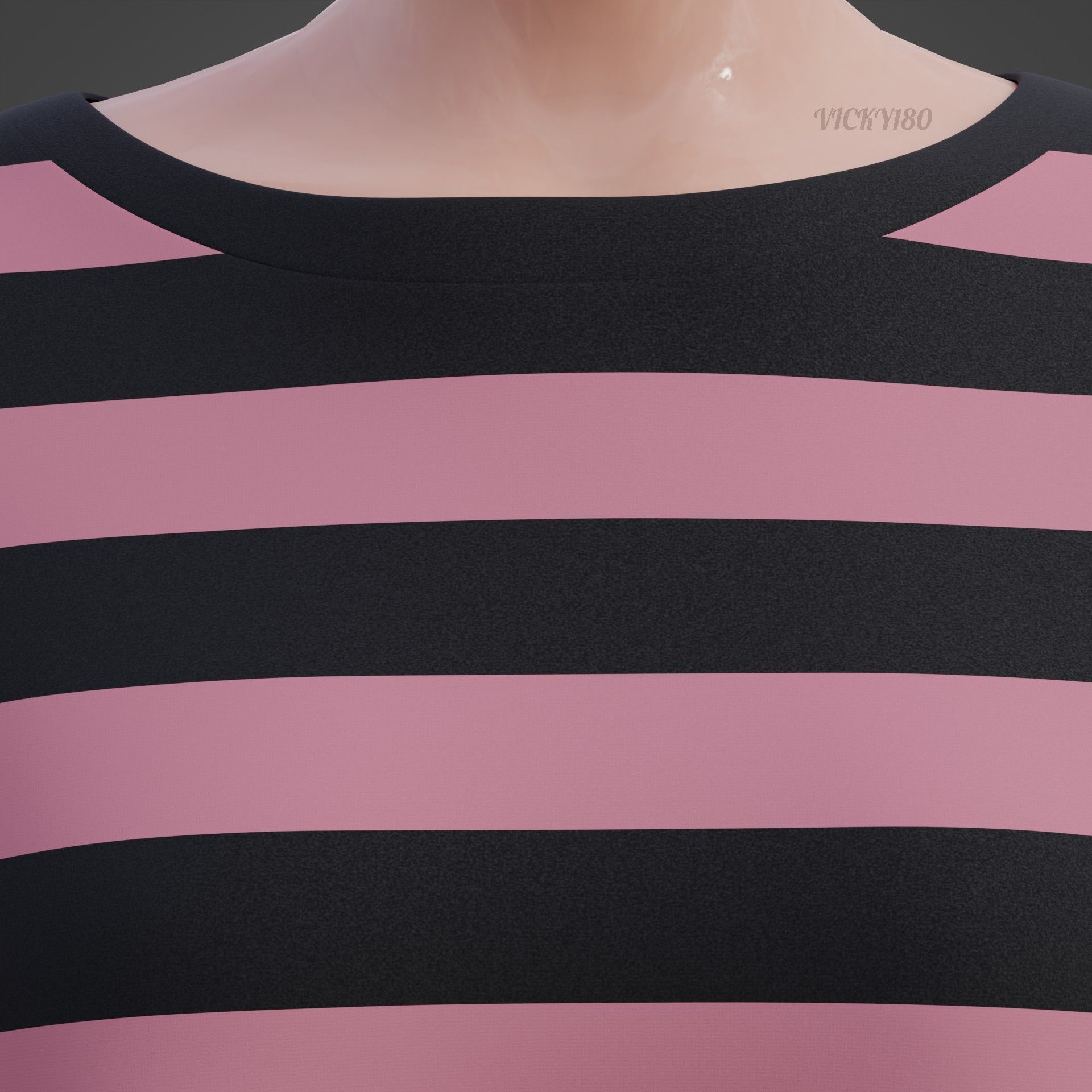 Women Harajuku Stripes Long Sleeves Shirt Grunge Y2K Sweatshirt Low-poly 3D model_20