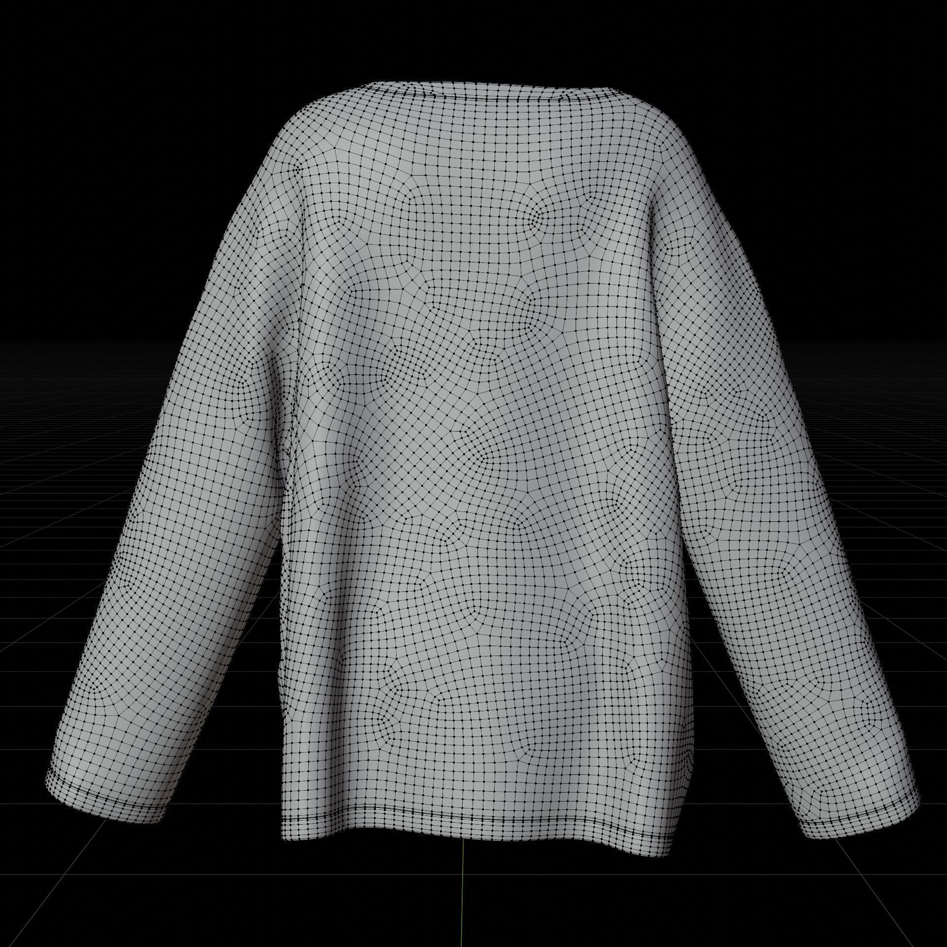 Women Harajuku Stripes Long Sleeves Shirt Grunge Y2K Sweatshirt Low-poly 3D model_33