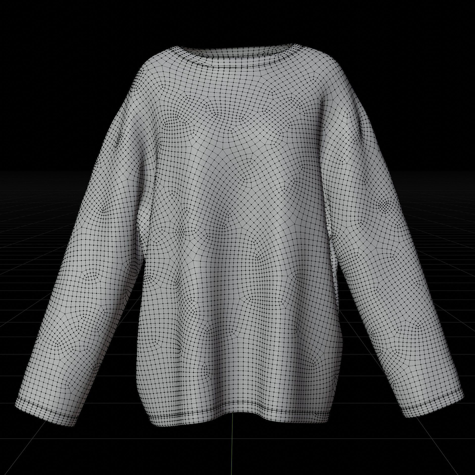 Women Harajuku Stripes Long Sleeves Shirt Grunge Y2K Sweatshirt Low-poly 3D model_32