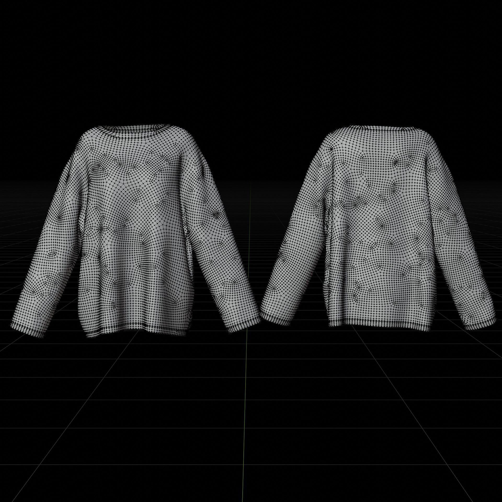 Women Harajuku Stripes Long Sleeves Shirt Grunge Y2K Sweatshirt Low-poly 3D model_11