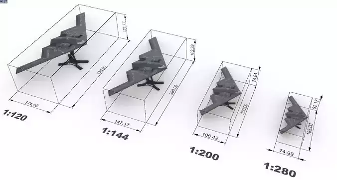 B-2 Spirit in four scales
