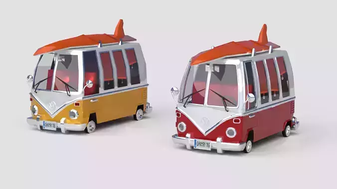 Vintage 1966 Volkswagen Surfing Bus Stylized