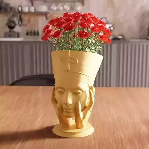 Cleopatra Face Vase STL File - 095