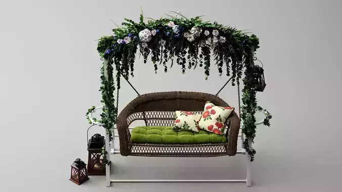 Garden Swing with Flowers