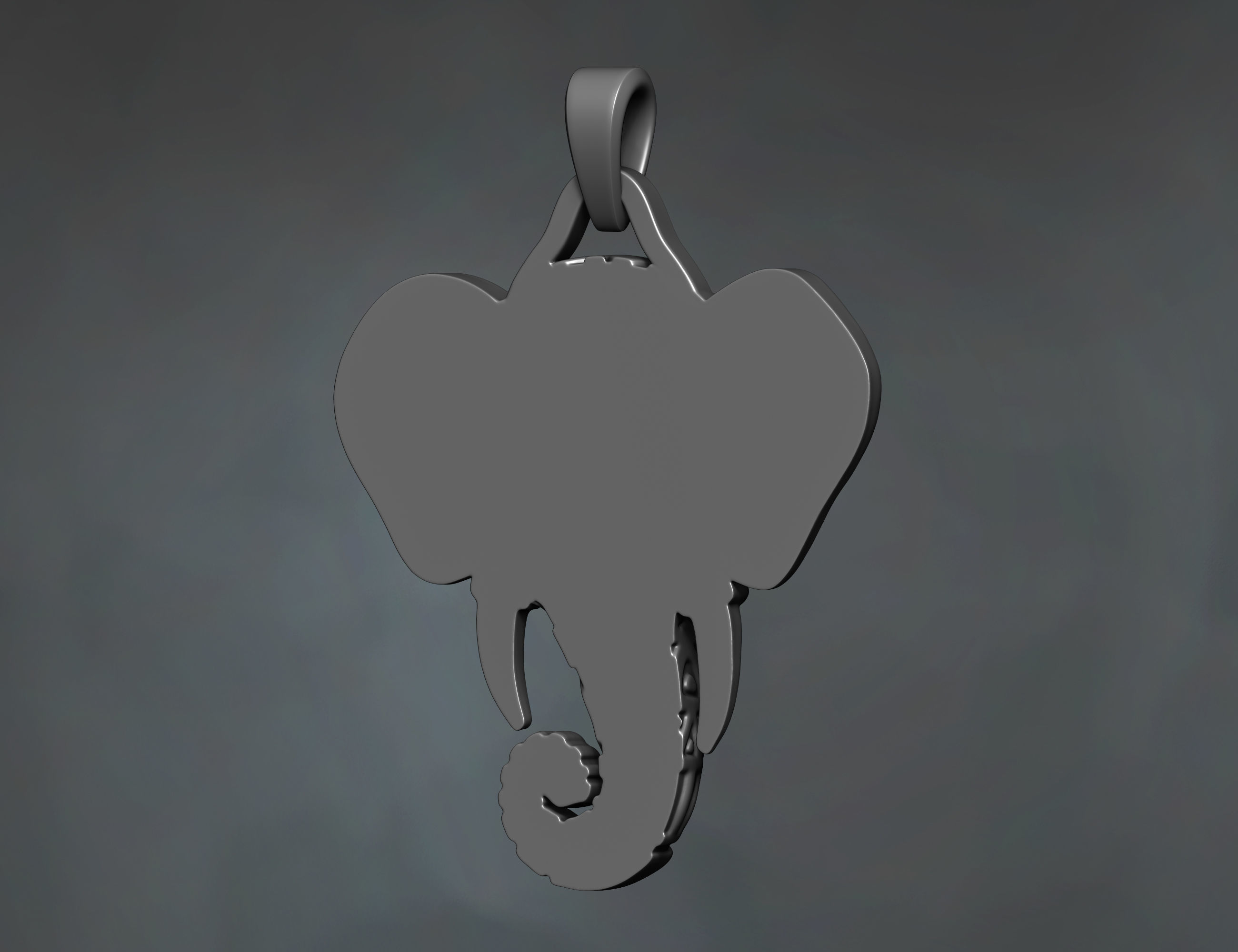 Elephant necklace pendant 3D print model_4