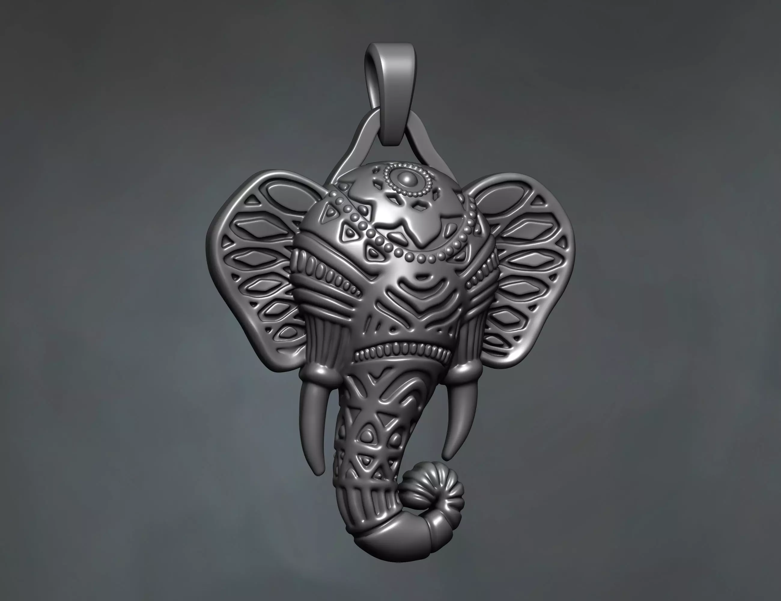 Elephant necklace pendant 3D print model_0
