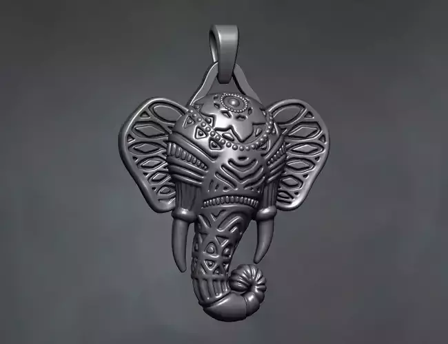 Elephant necklace pendant 3D print model