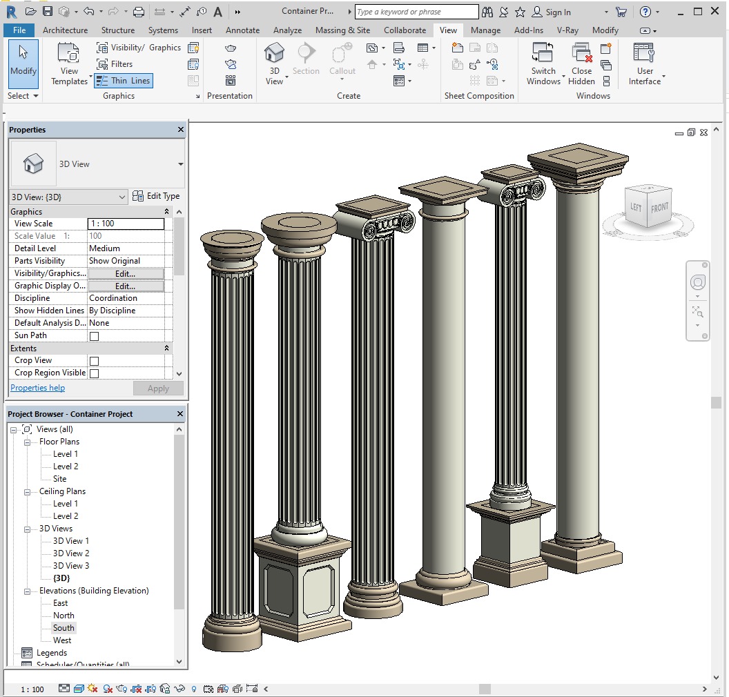 Parametric Classic Columns Family for Revit Pack Three 3D model_1