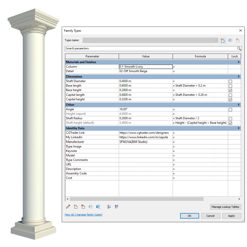 Parametric Classic Columns Family for Revit Pack Three 3D model_7