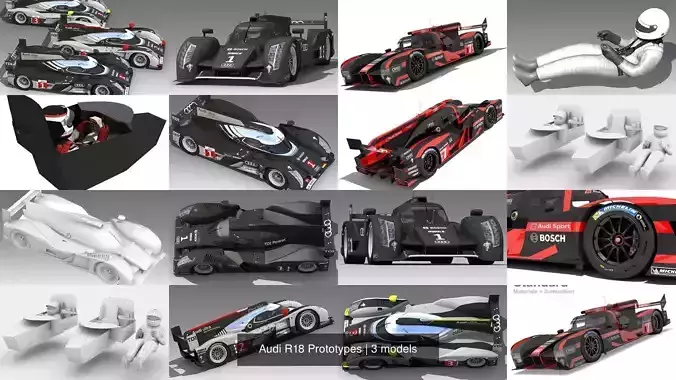 Audi R18 Prototypes 3D Model Collection