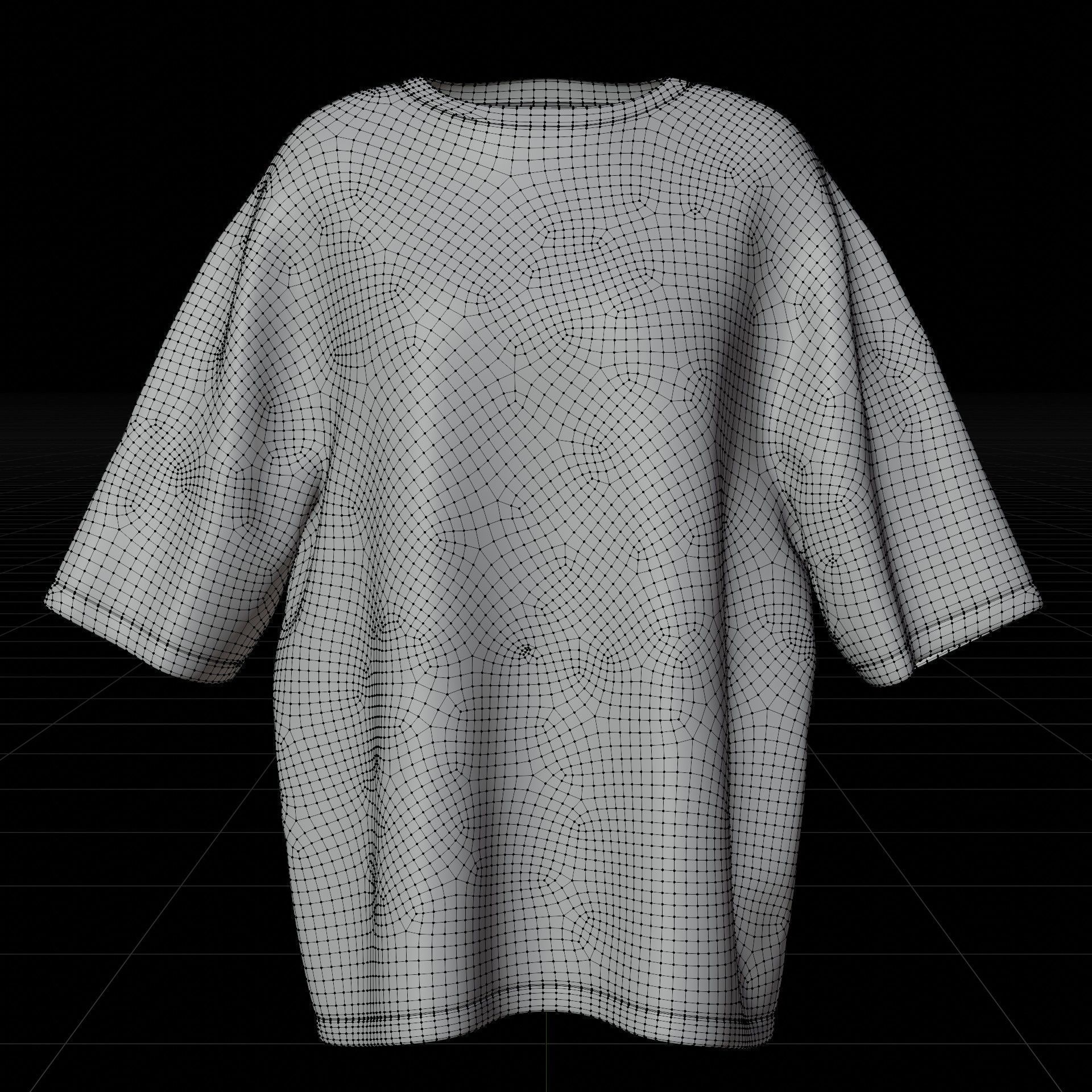 Striped Women Short Sleeve Oversized Streetwear Gothic T-Shirt  Low-poly 3D model_25