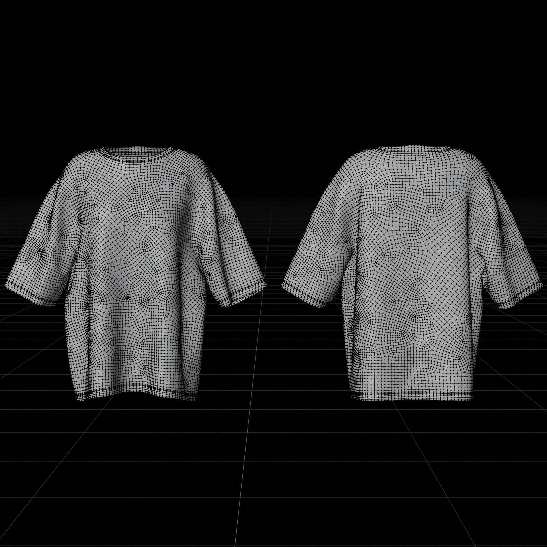 Striped Women Short Sleeve Oversized Streetwear Gothic T-Shirt  Low-poly 3D model_13