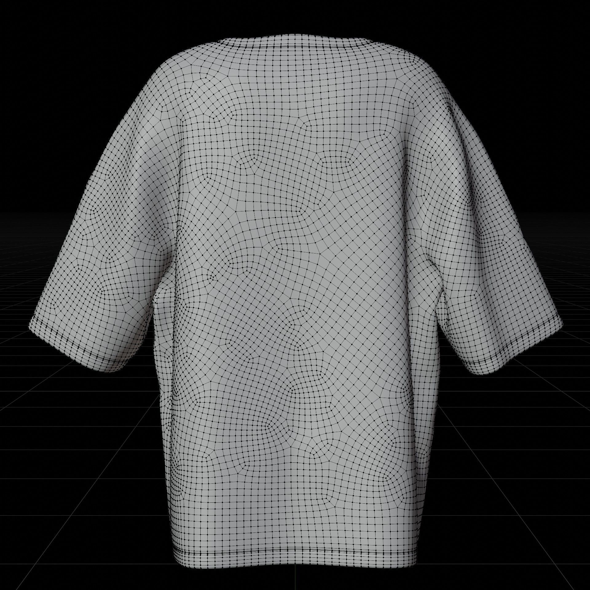 Striped Women Short Sleeve Oversized Streetwear Gothic T-Shirt  Low-poly 3D model_26