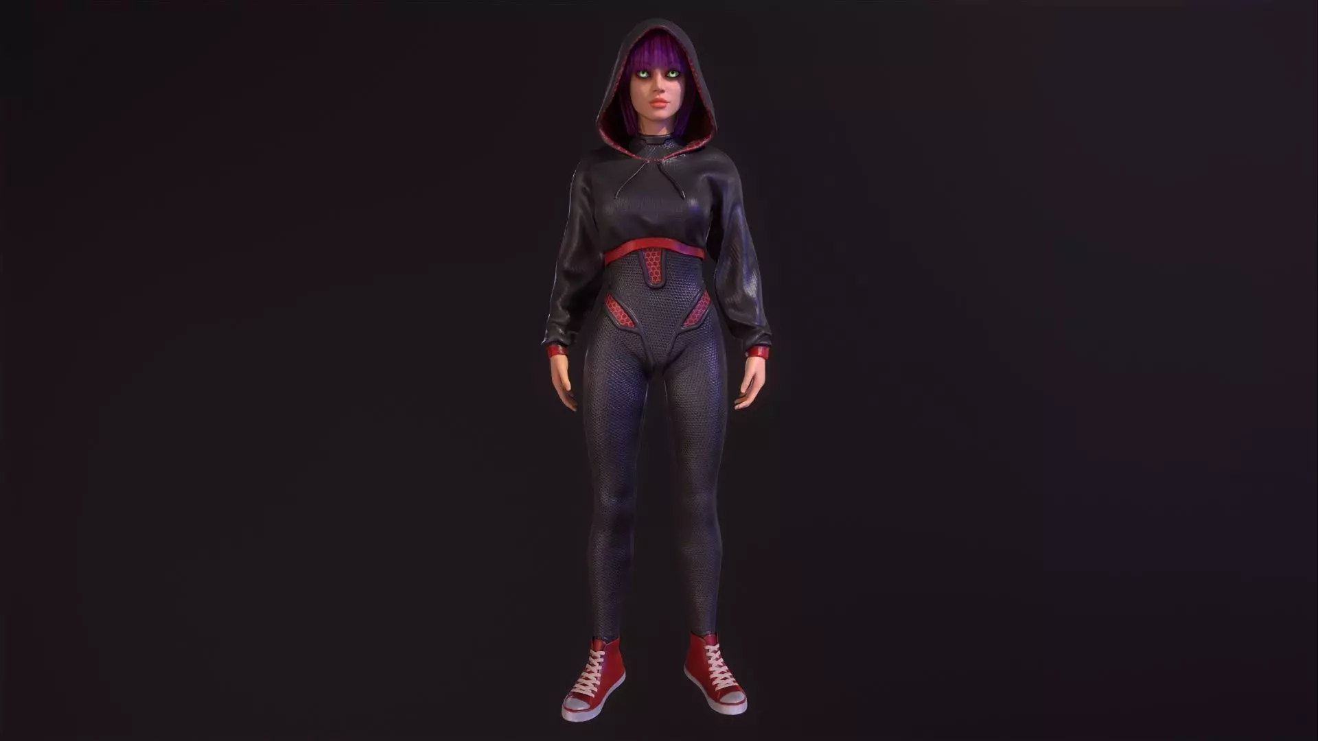 Sci Fi Girl Low-poly 3D model_0