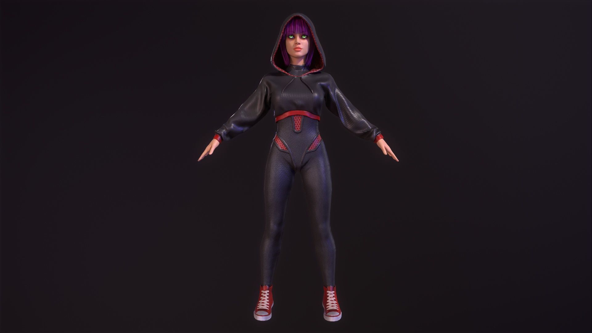 Sci Fi Girl Low-poly 3D model_3