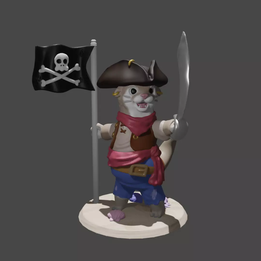 Chip The Pirate Otter Captain-Miniature-3D PRINT READY 3D print model