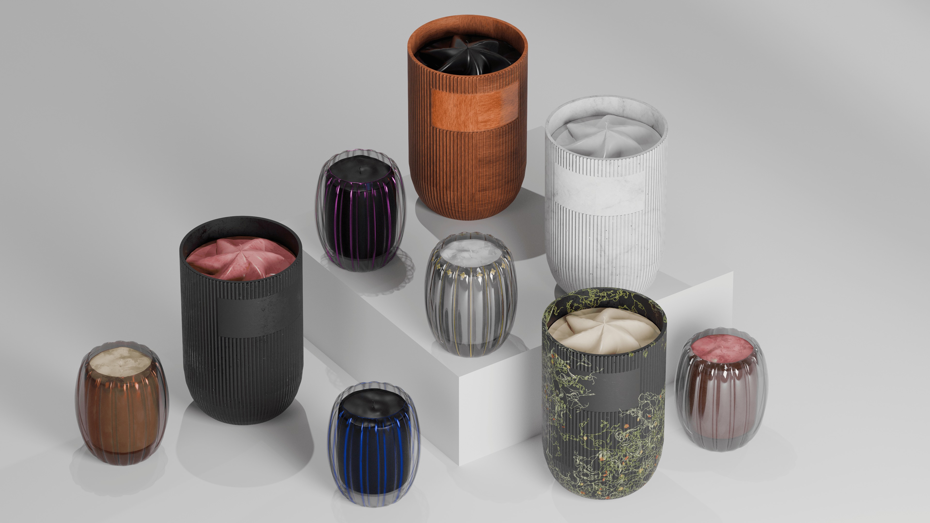Scented Candles Full Set Low-poly 3D model_6