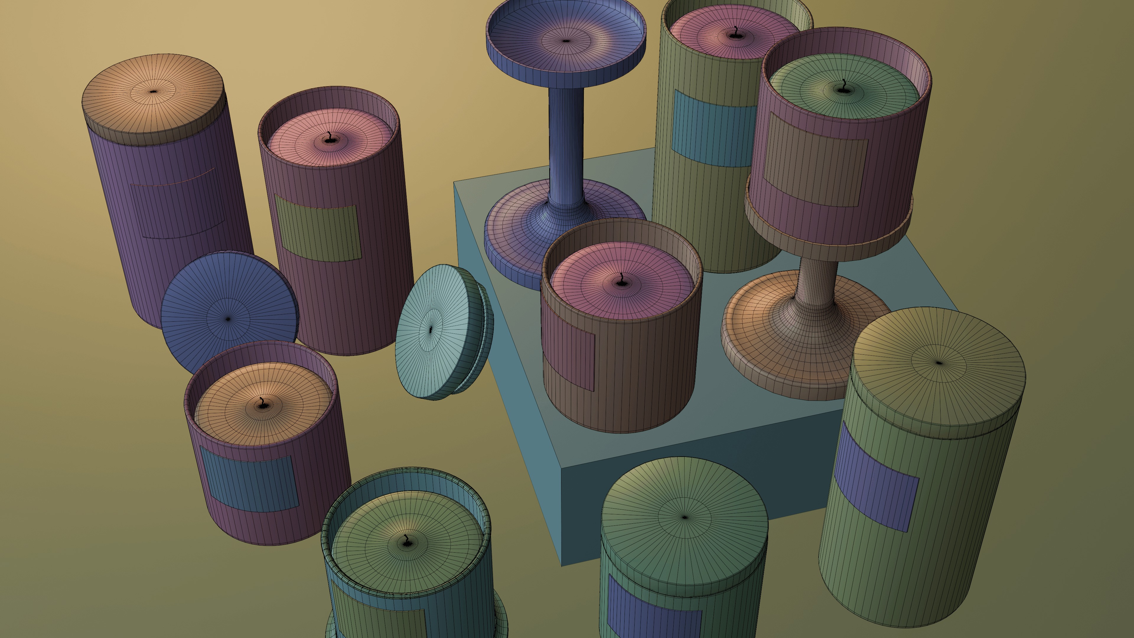 Scented Candles Full Set Low-poly 3D model_10