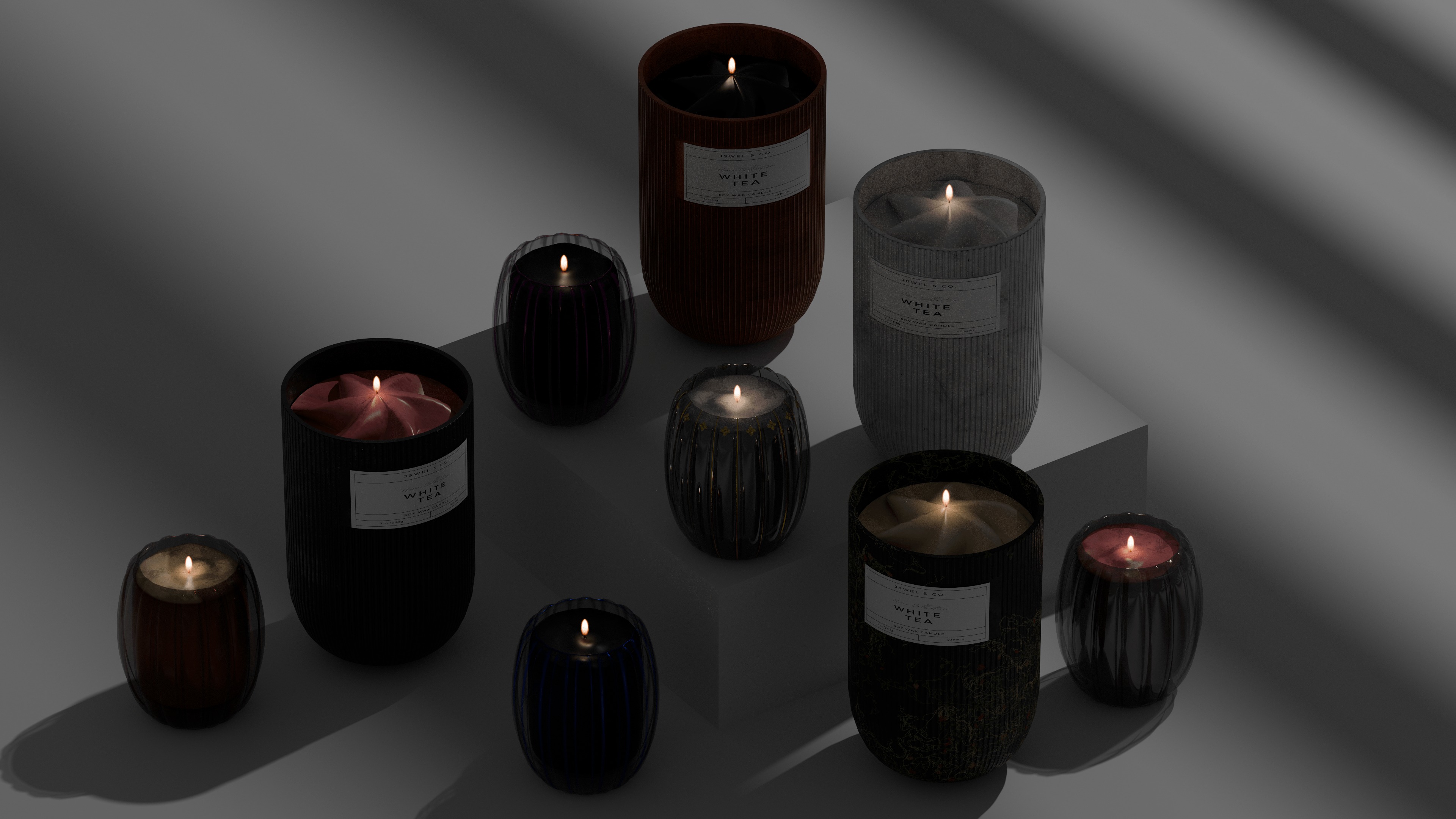 Scented Candles Full Set Low-poly 3D model_9
