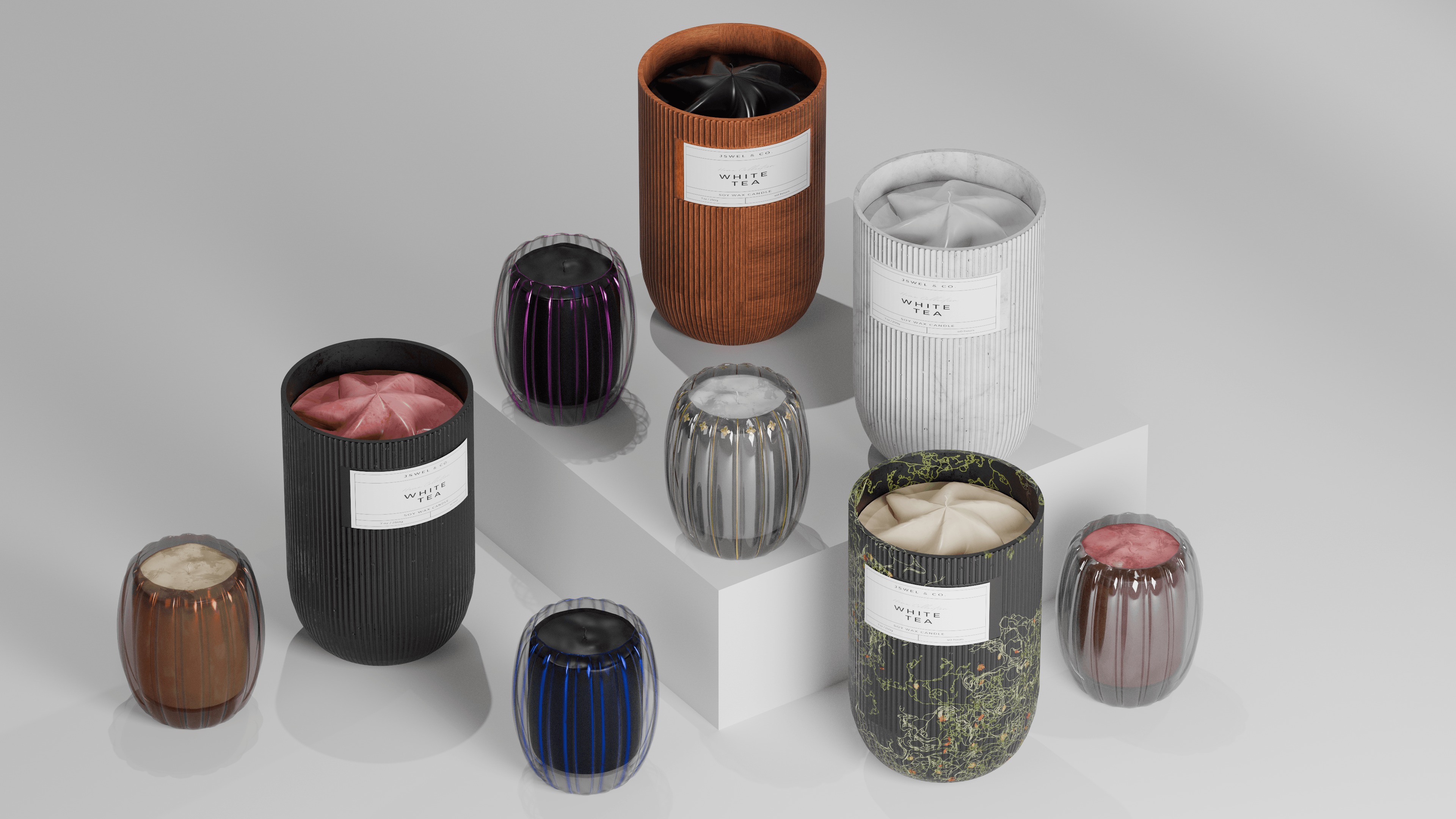 Scented Candles Full Set Low-poly 3D model_15