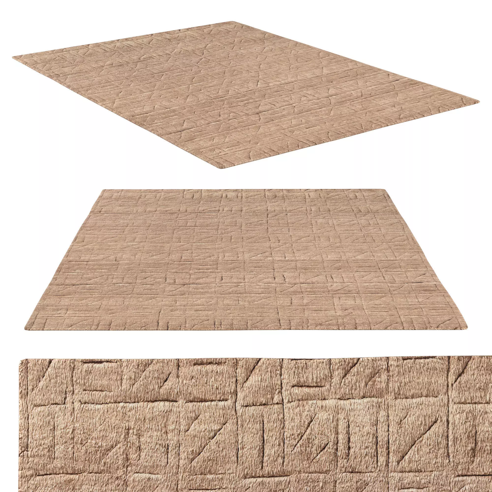 Kinari Wool Rug Ivory Burnt Caramel 3D model