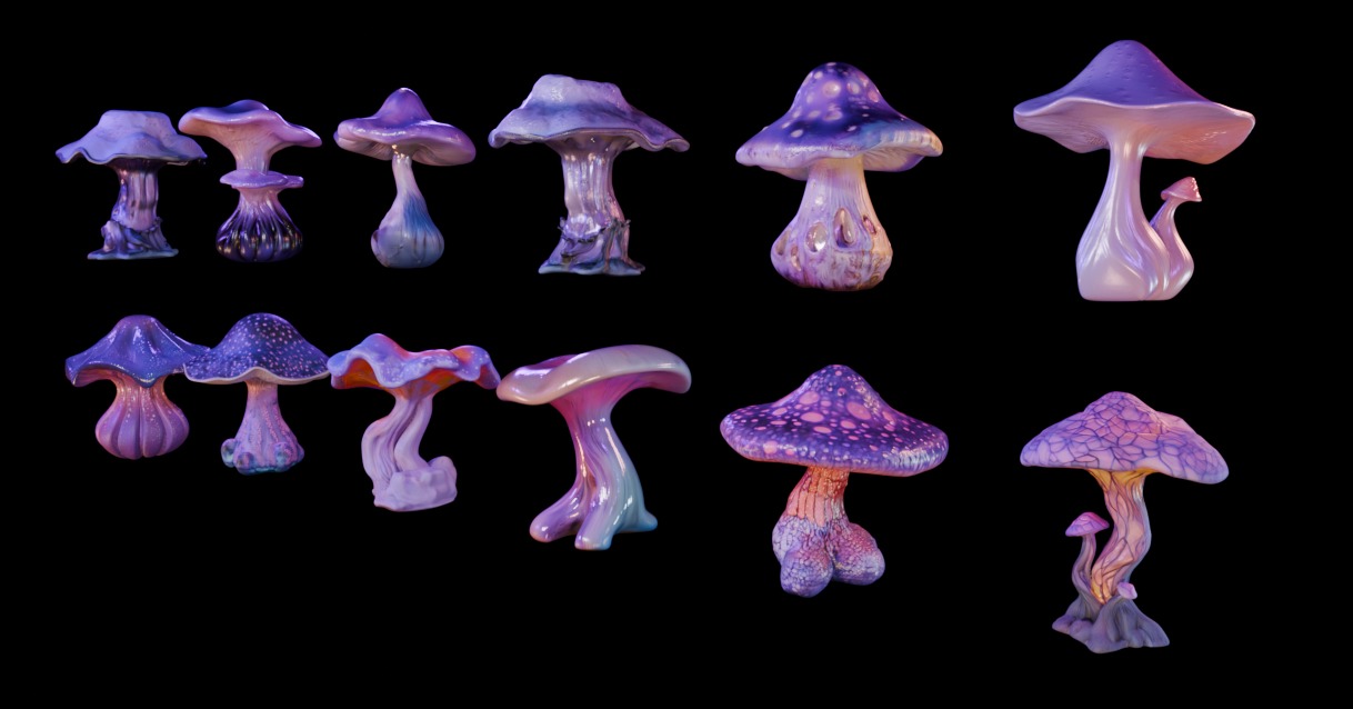Purple Mushroom Megapack 3D print model_2