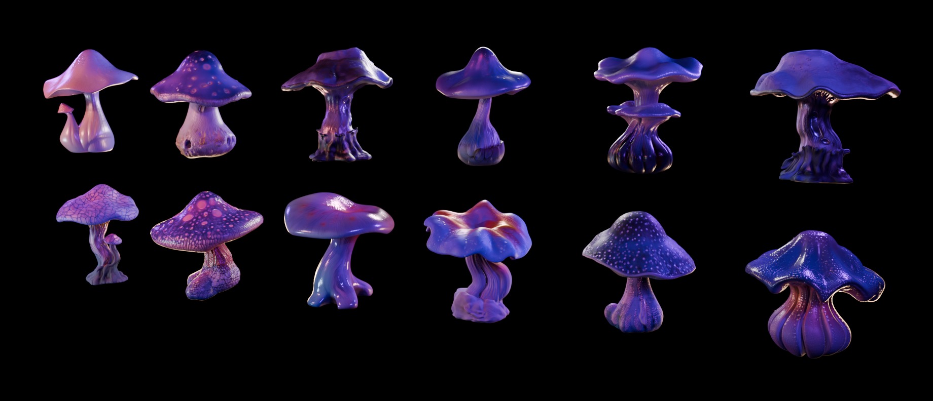 Purple Mushroom Megapack 3D print model_3