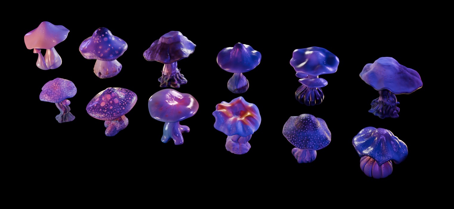 Purple Mushroom Megapack 3D print model_4