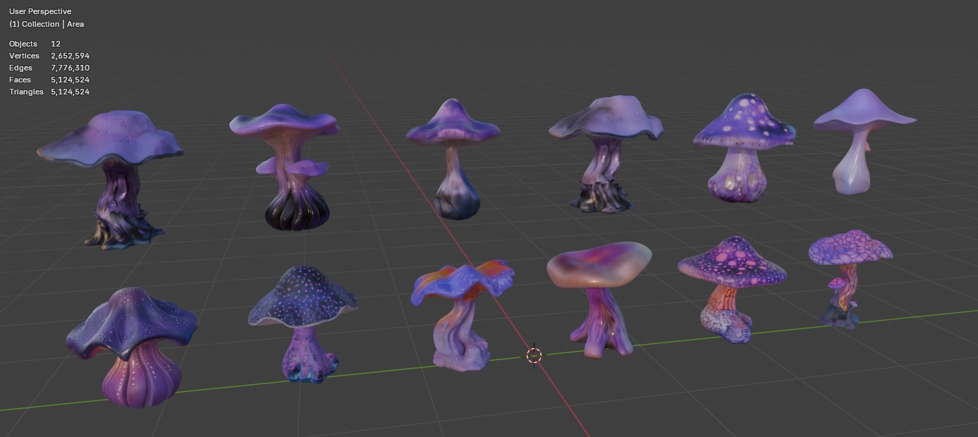 Purple Mushroom Megapack 3D print model_8