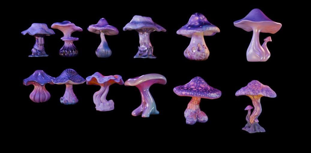 Purple Mushroom Megapack 3D print model_1