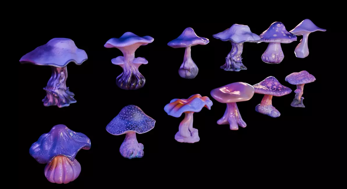 Purple Mushroom Megapack 3D print model_0