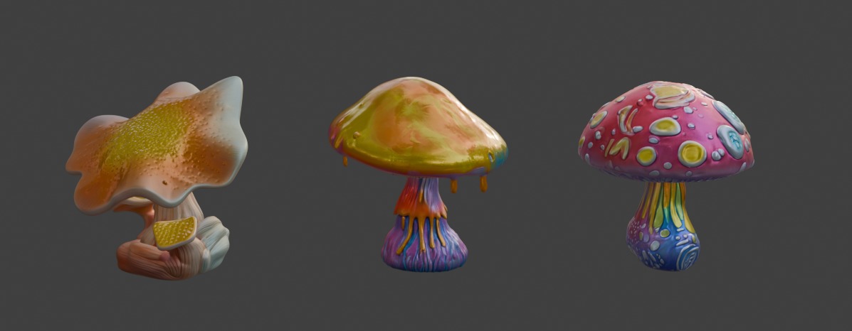 Trippy Mushroom Pack Low-poly 3D model_5