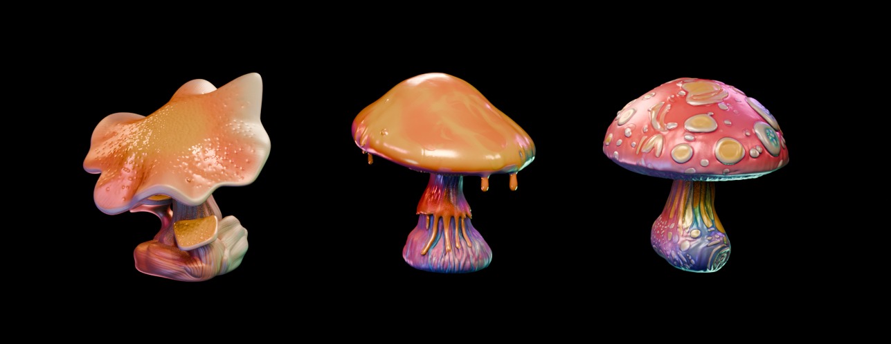 Trippy Mushroom Pack Low-poly 3D model_3