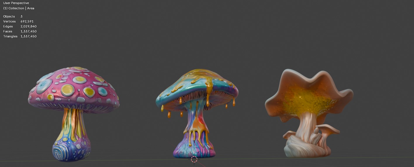 Trippy Mushroom Pack Low-poly 3D model_7